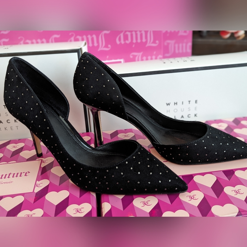 NWOT White House Black Market Ella Black Studded Heels Size 7.5